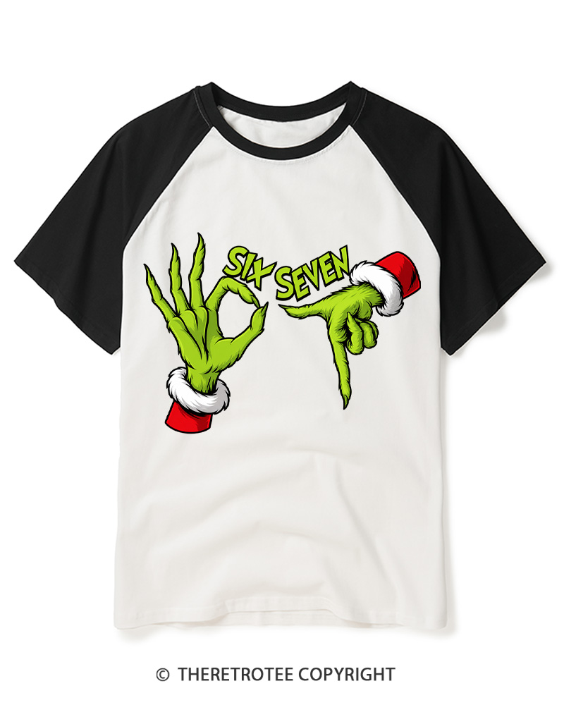 TheRetroTee Six Seven Vintage Raglan Baseball T-Shirt
