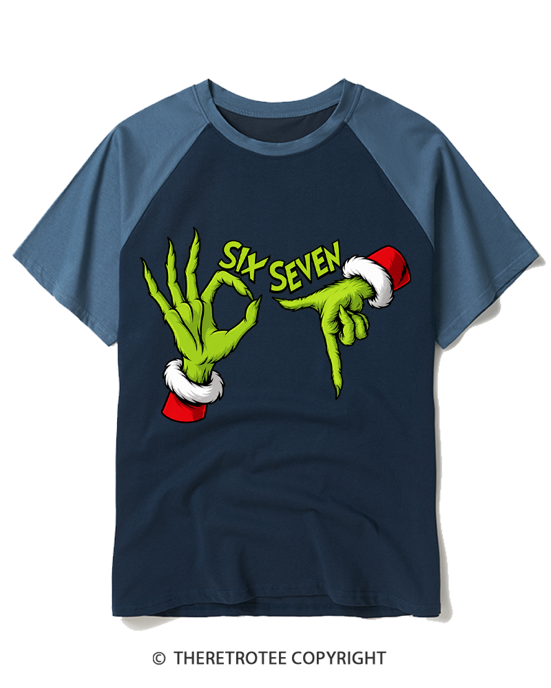TheRetroTee Six Seven Vintage Raglan Baseball T-Shirt