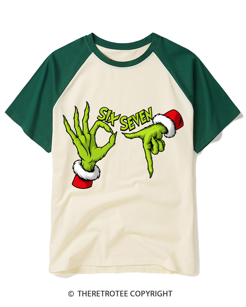 TheRetroTee Six Seven Vintage Raglan Baseball T-Shirt