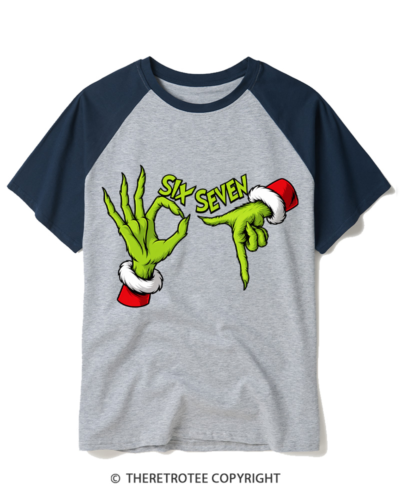 TheRetroTee Six Seven Vintage Raglan Baseball T-Shirt