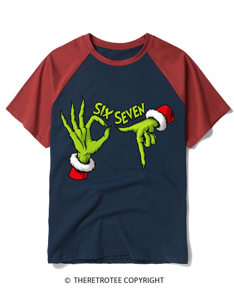 TheRetroTee Six Seven Vintage Raglan Baseball T-Shirt