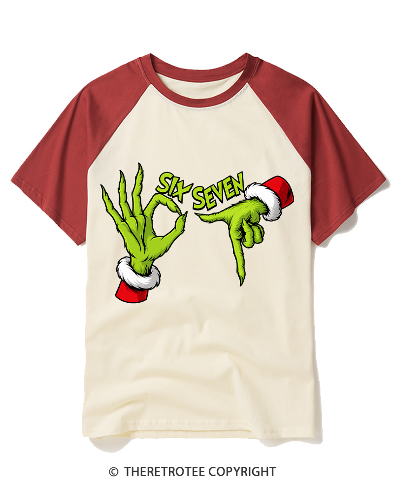 TheRetroTee Six Seven Vintage Raglan Baseball T-Shirt