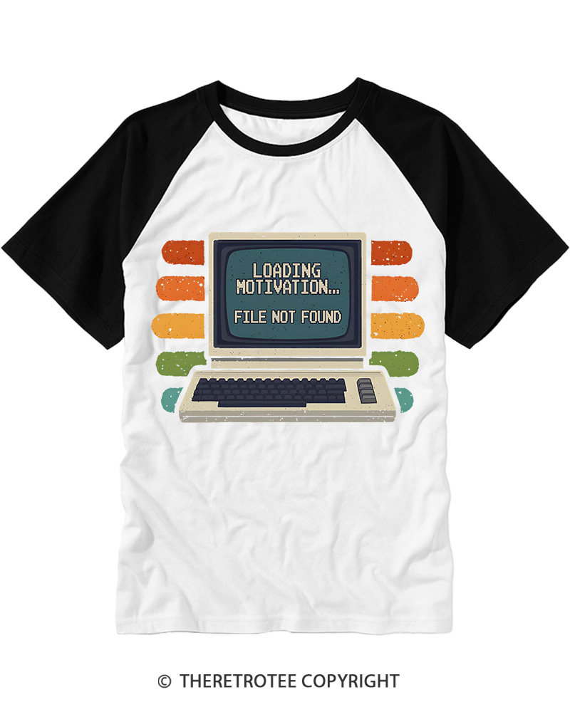 TheRetroTee Loading Motivation Vintage Graphic Raglan Baseball T-Shirt