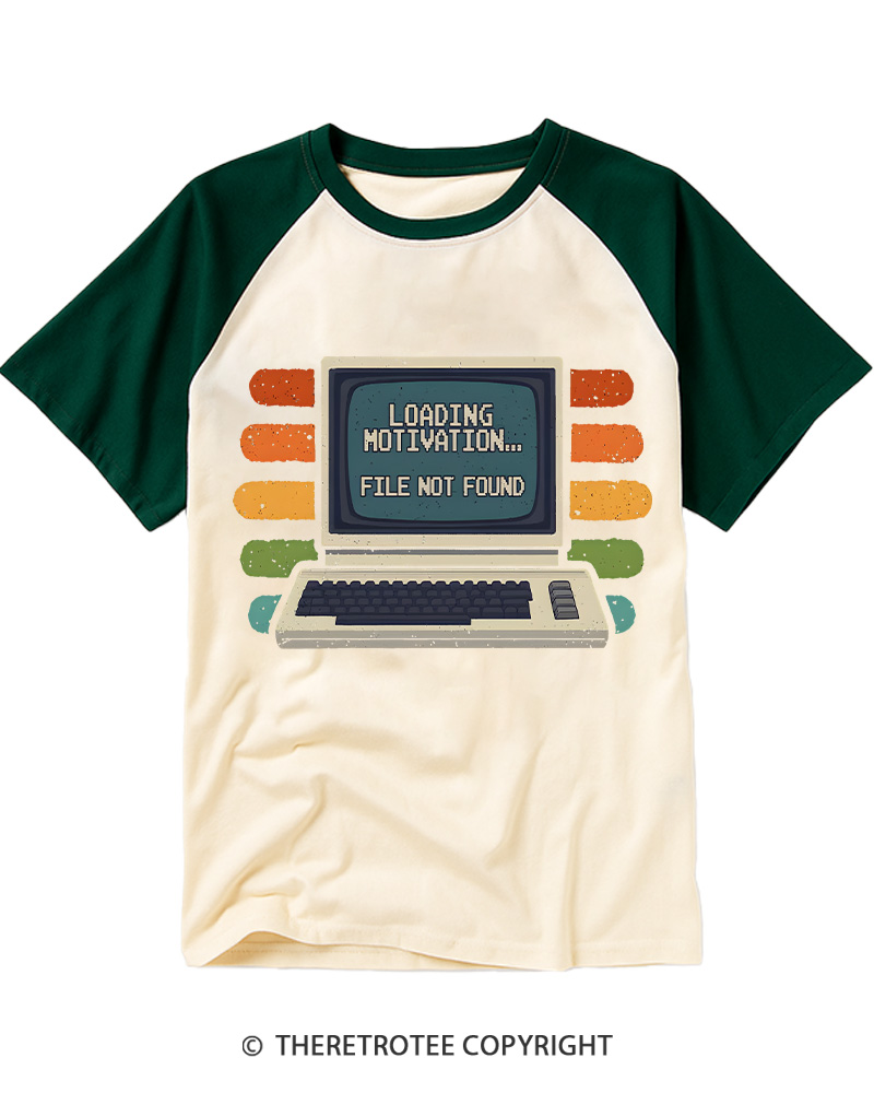 TheRetroTee Loading Motivation Vintage Graphic Raglan Baseball T-Shirt