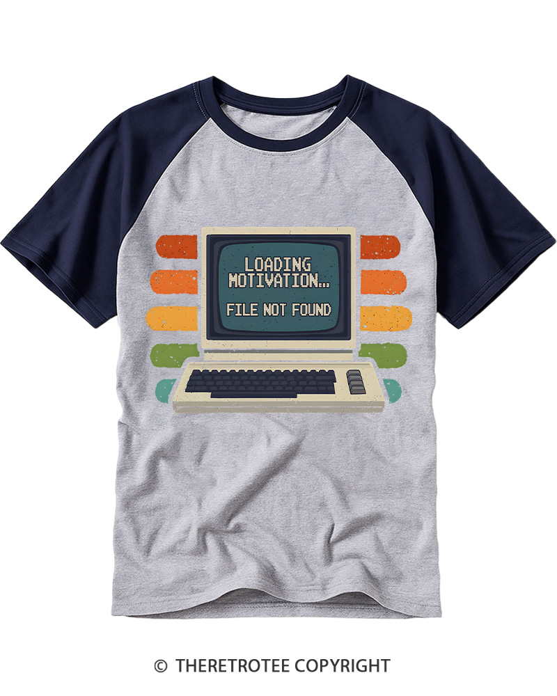 TheRetroTee Loading Motivation Vintage Graphic Raglan Baseball T-Shirt