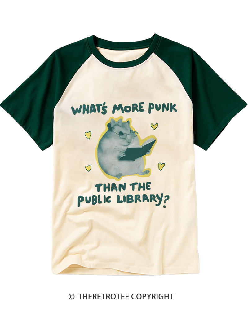 TheRetroTee public library punk Vintage Graphic Raglan Baseball T-Shirt