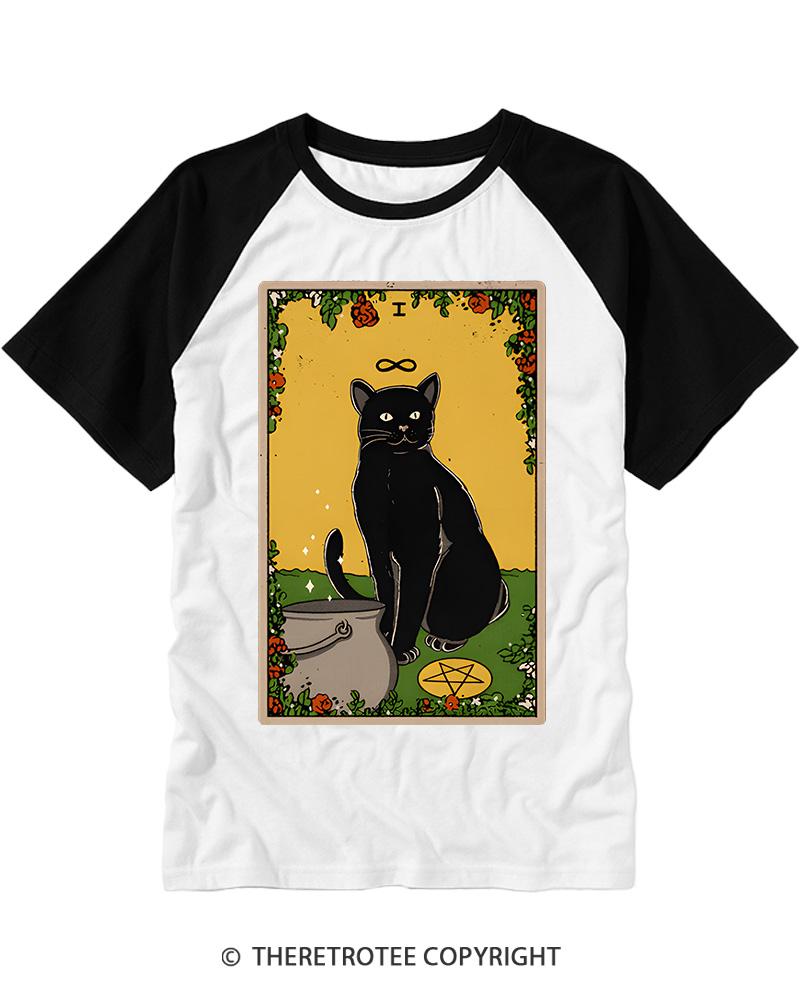 TheRetroTee Salem The Cat Vintage Graphic Raglan Baseball T-Shirt