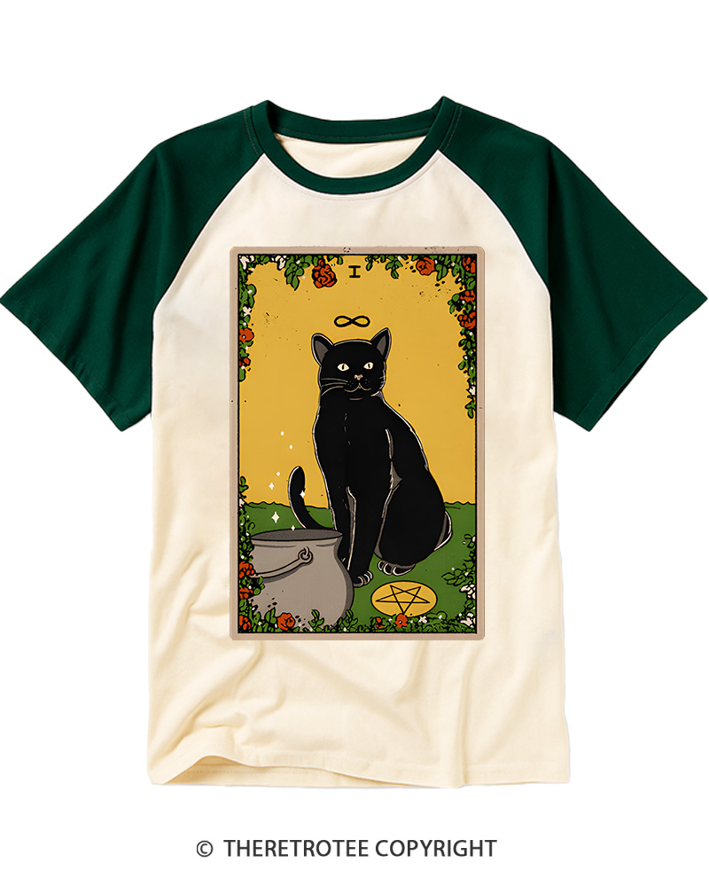 TheRetroTee Salem The Cat Vintage Graphic Raglan Baseball T-Shirt