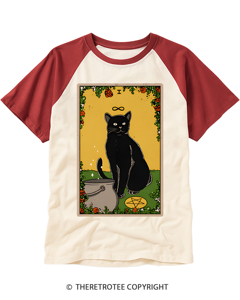 TheRetroTee Salem The Cat Vintage Graphic Raglan Baseball T-Shirt