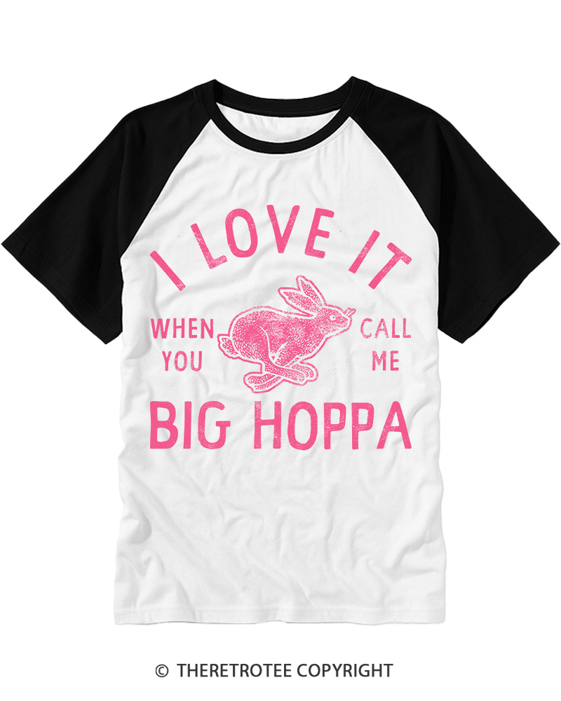 TheRetroTee I Love It Big Hoppa Vintage Graphic Raglan Baseball T-Shirt
