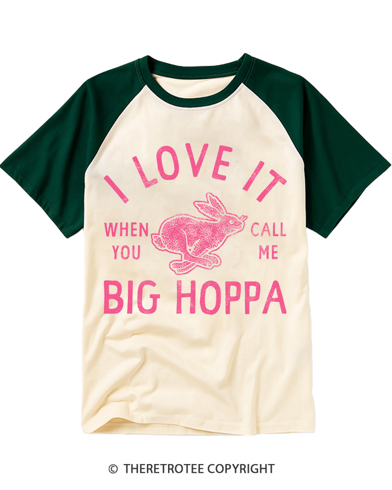 TheRetroTee I Love It Big Hoppa Vintage Graphic Raglan Baseball T-Shirt