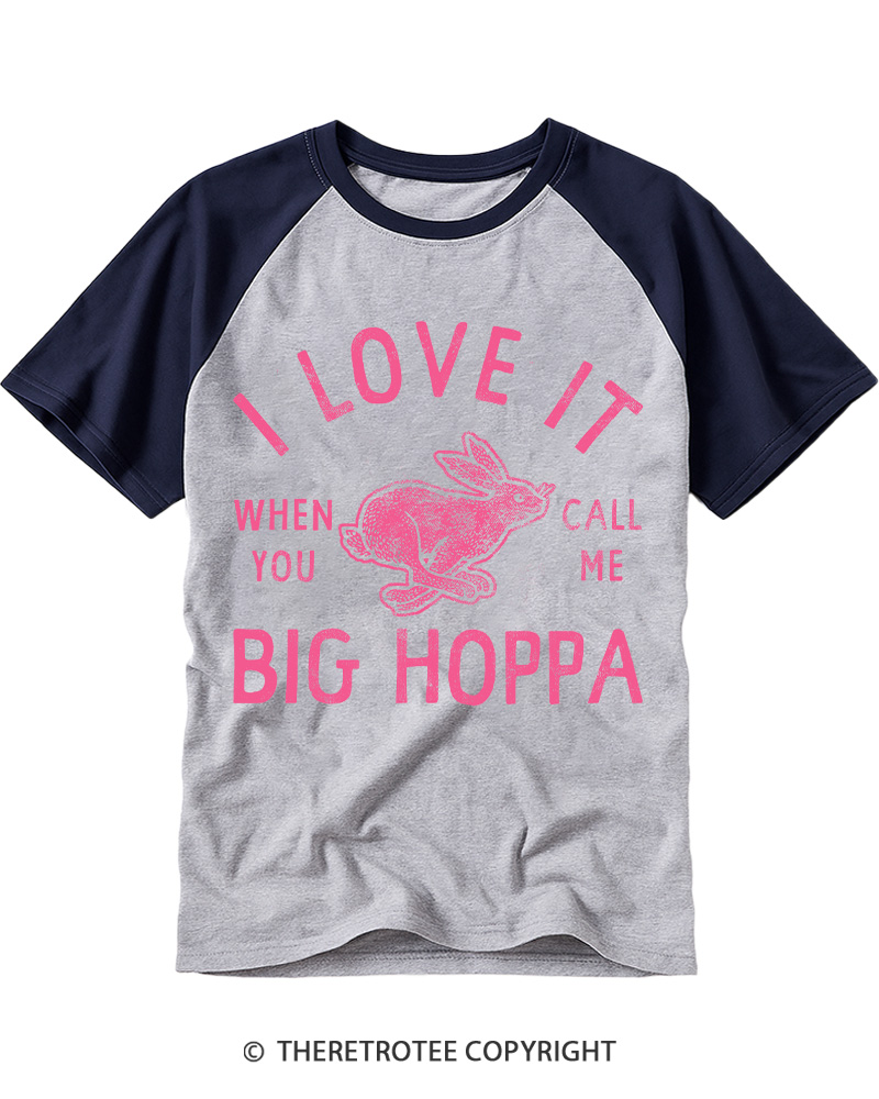 TheRetroTee I Love It Big Hoppa Vintage Graphic Raglan Baseball T-Shirt