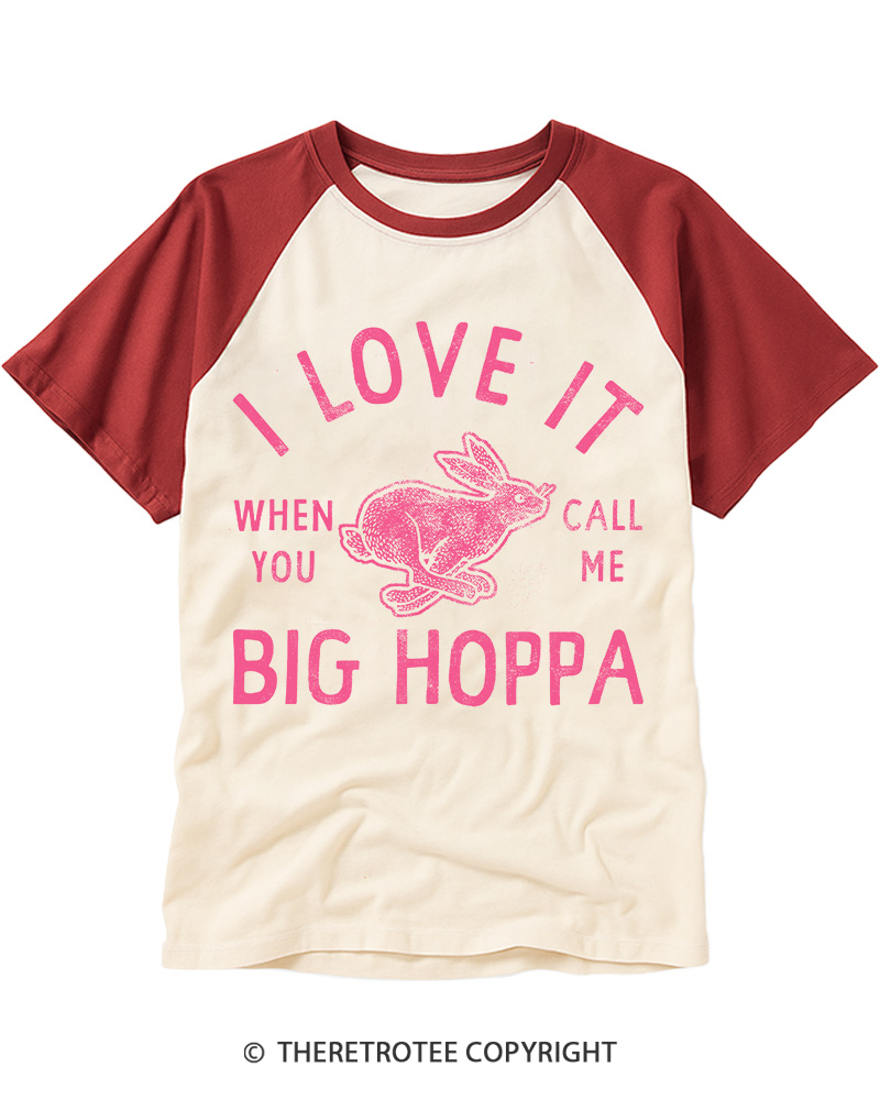 TheRetroTee I Love It Big Hoppa Vintage Graphic Raglan Baseball T-Shirt