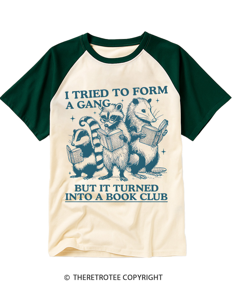 TheRetroTee I Tried to Form A Gang But It Turned Into A Book Club Raglan Baseball T-Shirt