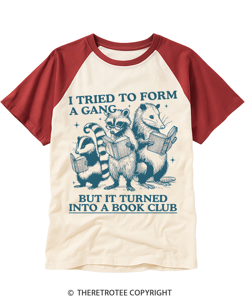 TheRetroTee I Tried to Form A Gang But It Turned Into A Book Club Raglan Baseball T-Shirt