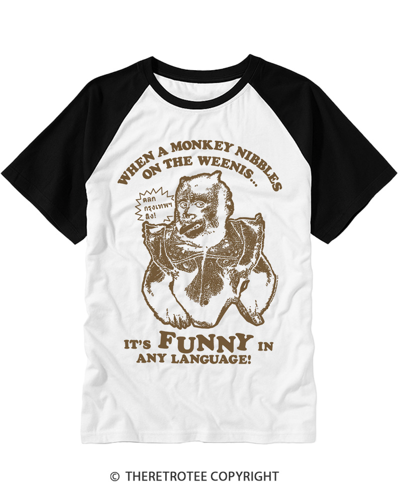 TheRetroTee It's Funny In Vintage Graphic Raglan Baseball T-Shirt