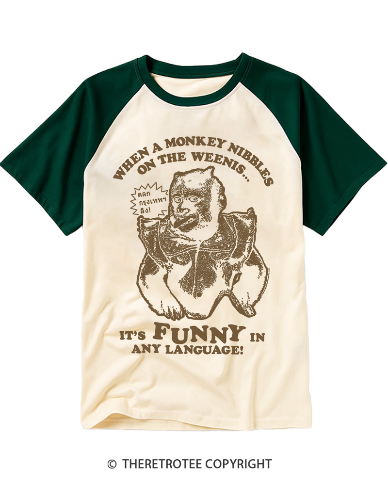 TheRetroTee It's Funny In Vintage Graphic Raglan Baseball T-Shirt