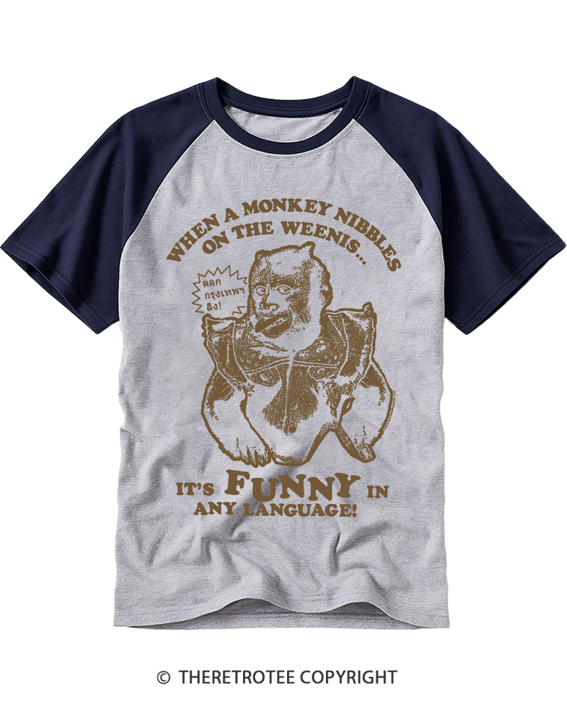 TheRetroTee It's Funny In Vintage Graphic Raglan Baseball T-Shirt