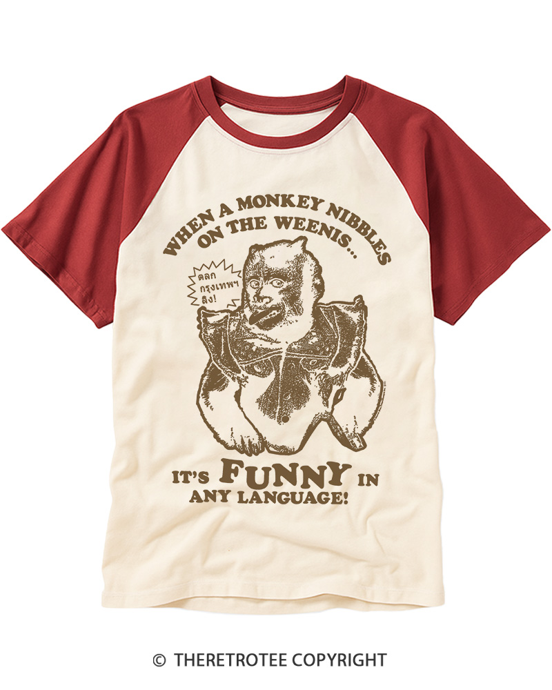 TheRetroTee It's Funny In Vintage Graphic Raglan Baseball T-Shirt