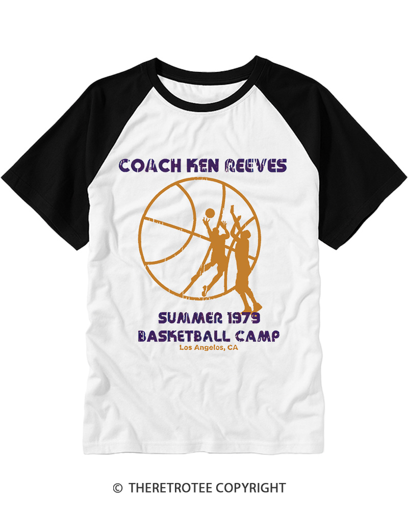 TheRetroTee Ken Reeves Basketball Camp Vintage Graphic Raglan Baseball T-Shirt