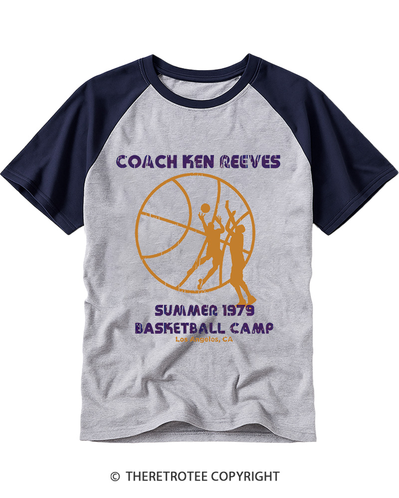 TheRetroTee Ken Reeves Basketball Camp Vintage Graphic Raglan Baseball T-Shirt