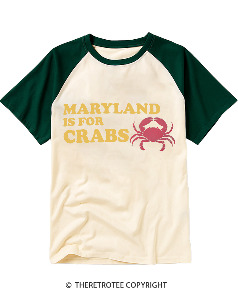 TheRetroTee Maryland is for Crabs Vintage Graphic Raglan Baseball T-Shirt