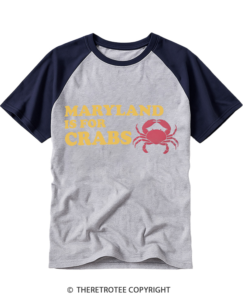 TheRetroTee Maryland is for Crabs Vintage Graphic Raglan Baseball T-Shirt