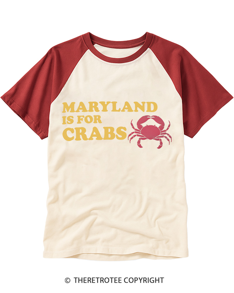 TheRetroTee Maryland is for Crabs Vintage Graphic Raglan Baseball T-Shirt