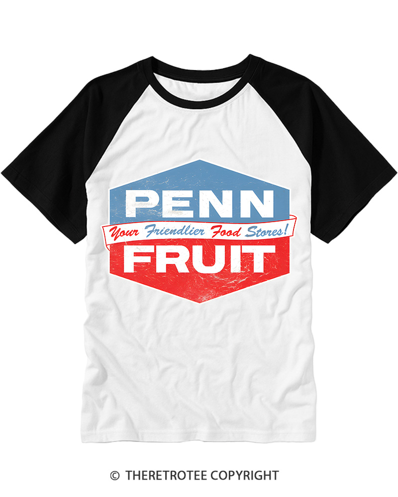 TheRetroTee Penn Fruit Supermarkets Vintage Graphic Raglan Baseball T-Shirt