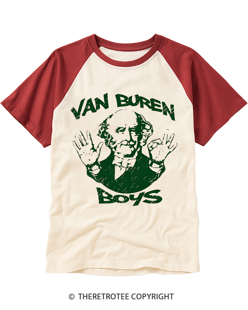 TheRetroTee Van Buren Boys Vintage Graphic Raglan Baseball T-Shirt