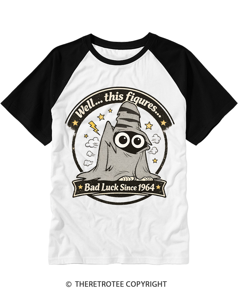 TheRetroTee Bad Luck Since 1964 Raglan Baseball T-Shirt