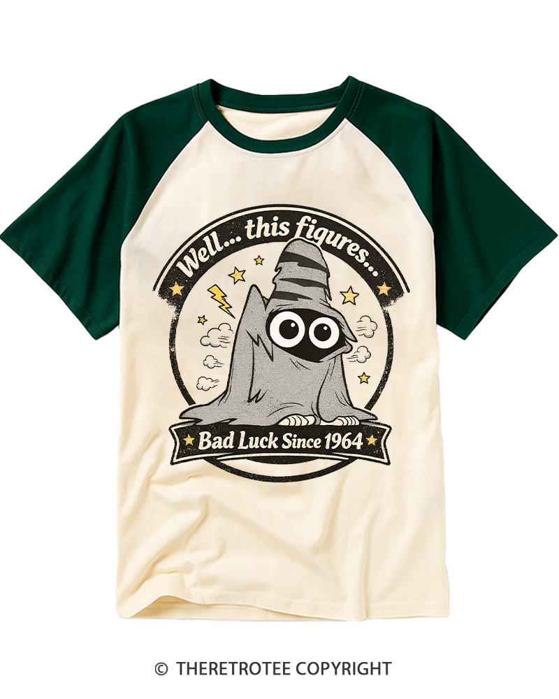 TheRetroTee Bad Luck Since 1964 Raglan Baseball T-Shirt