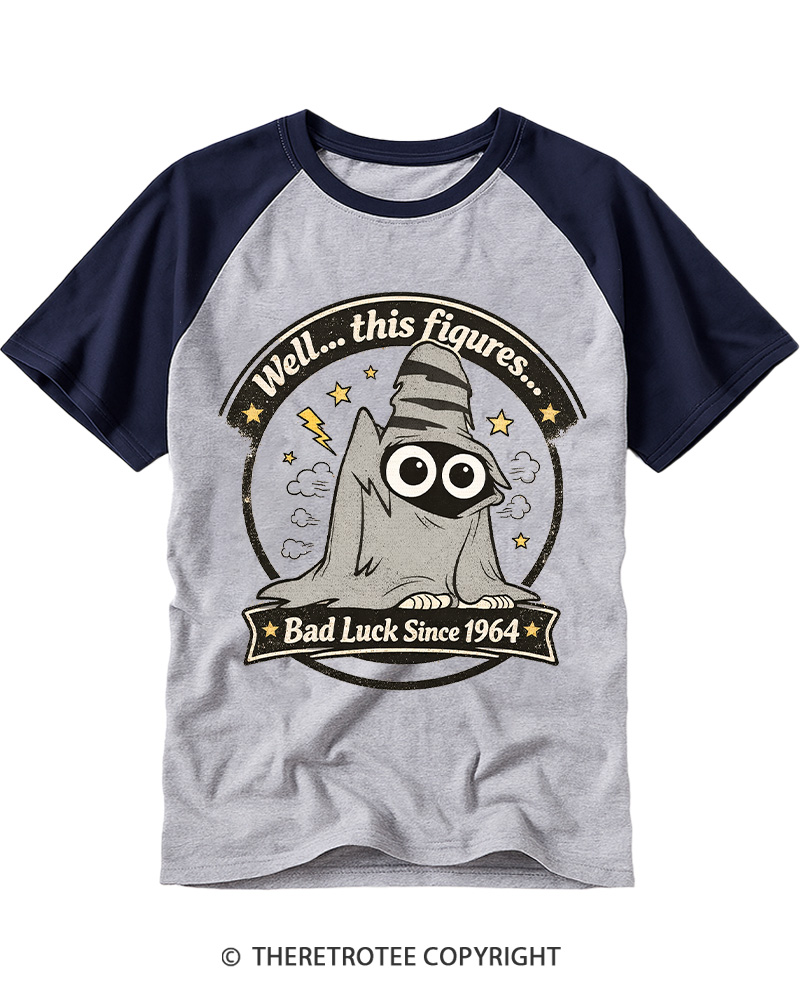 TheRetroTee Bad Luck Since 1964 Raglan Baseball T-Shirt