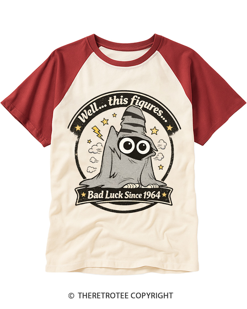 TheRetroTee Bad Luck Since 1964 Raglan Baseball T-Shirt