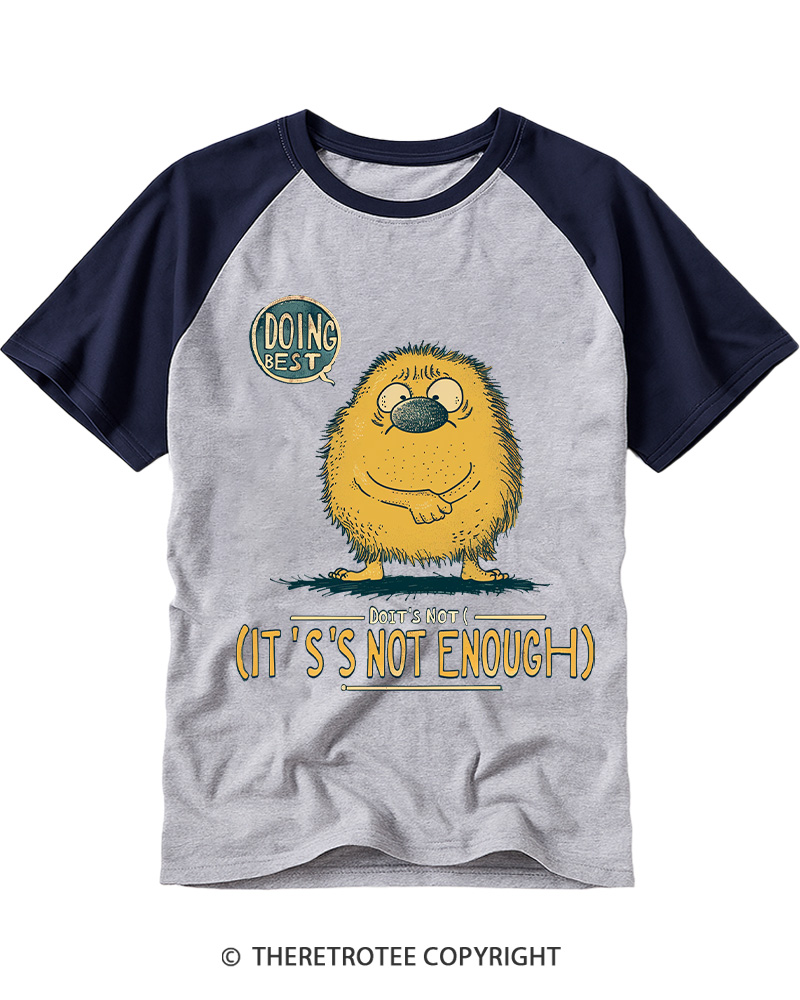TheRetroTee Doing My Best But Not Enough Cartoon Raglan Baseball T-Shirt