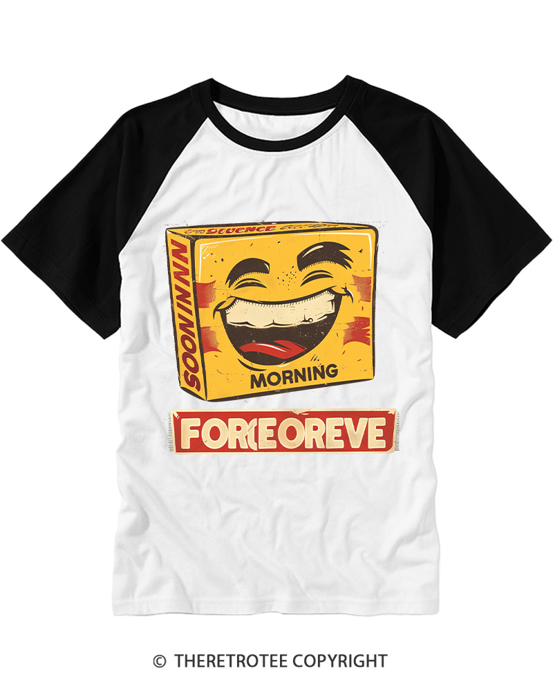 TheRetroTee Good Time Morning Retro Box Raglan Baseball T-Shirt