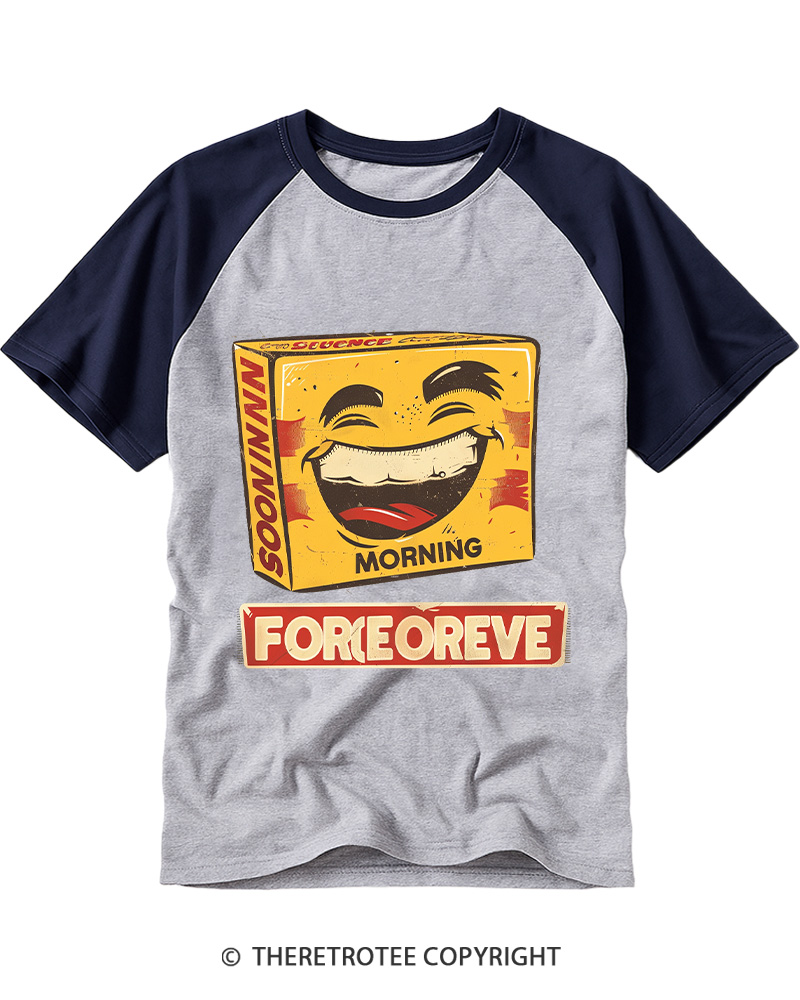 TheRetroTee Good Time Morning Retro Box Raglan Baseball T-Shirt