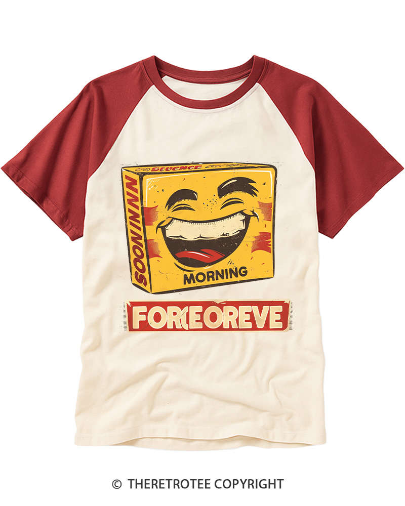 TheRetroTee Good Time Morning Retro Box Raglan Baseball T-Shirt