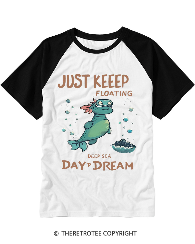 TheRetroTee Just Keep Floating Deep Sea Dream Raglan Baseball T-Shirt