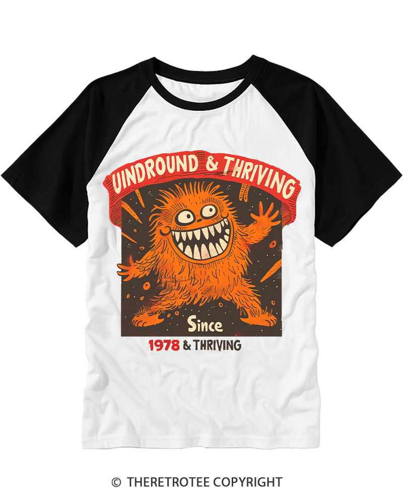 TheRetroTee Since 1978 Still Thriving Monster Raglan Baseball T-Shirt