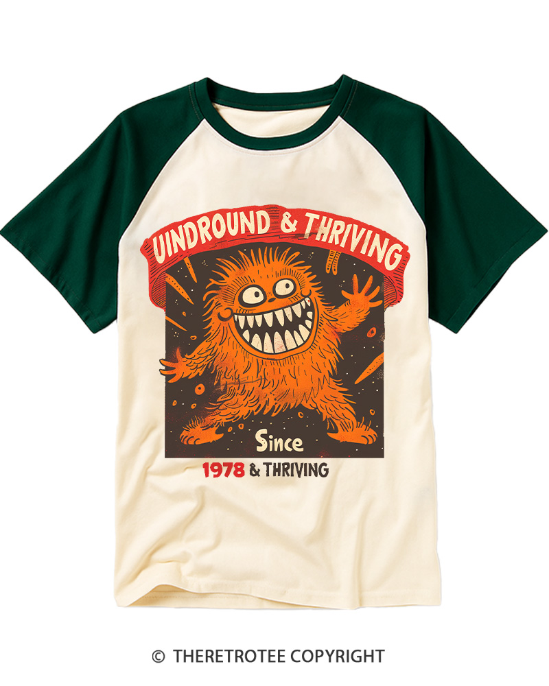TheRetroTee Since 1978 Still Thriving Monster Raglan Baseball T-Shirt