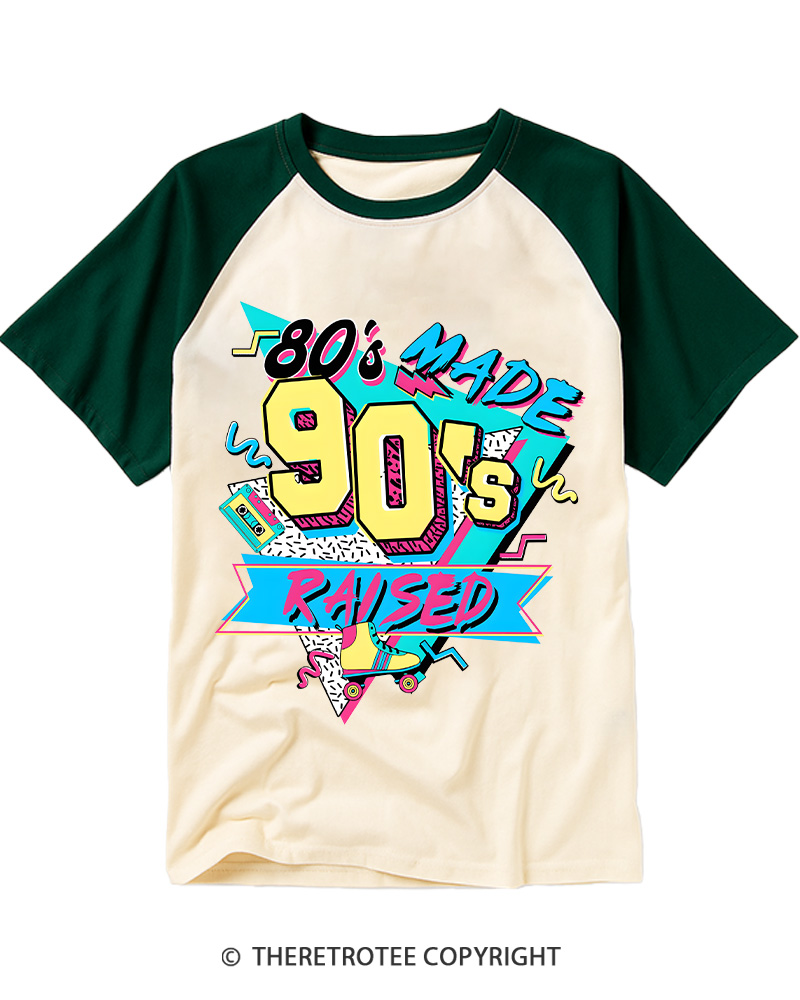 TheRetroTee 1980s Made 1990s Raised Raglan Baseball T-Shirt
