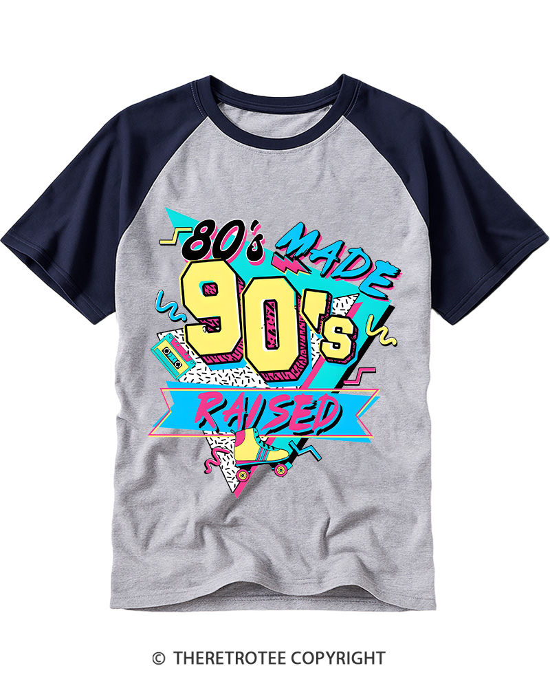 TheRetroTee 1980s Made 1990s Raised Raglan Baseball T-Shirt