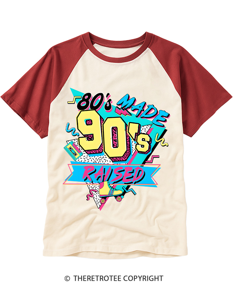TheRetroTee 1980s Made 1990s Raised Raglan Baseball T-Shirt
