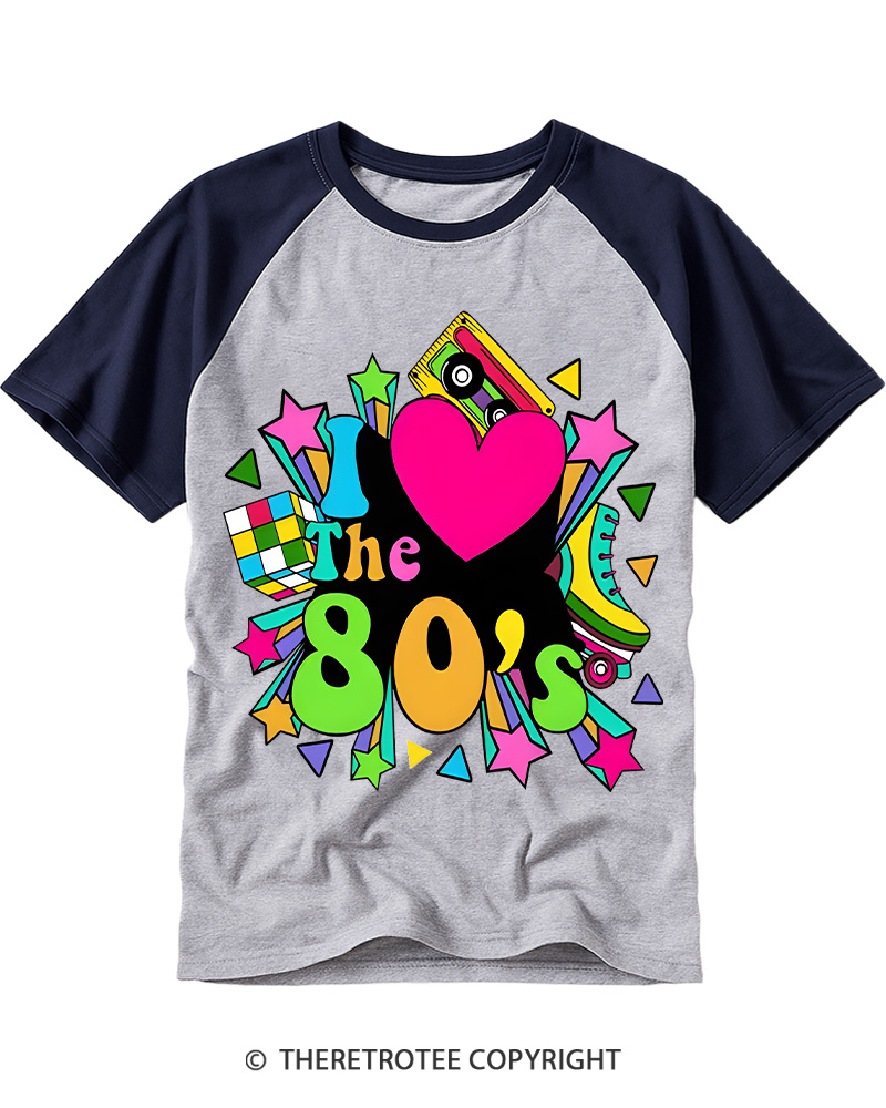 TheRetroTee 1980s Party Raglan Baseball T-Shirt