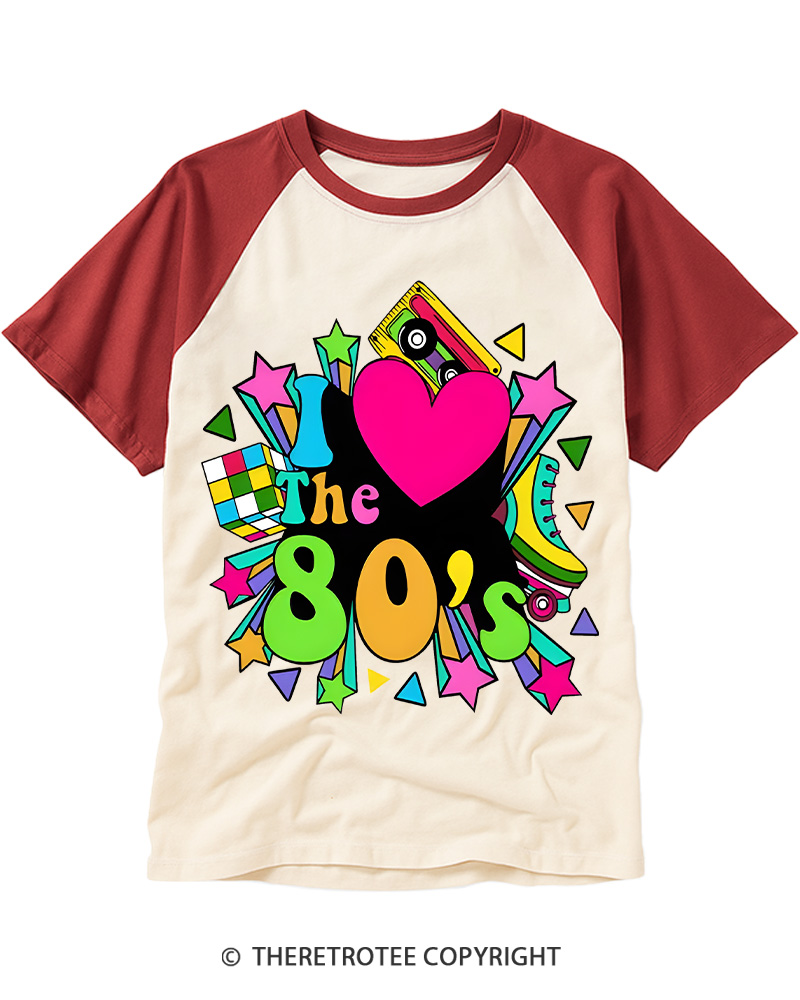 TheRetroTee 1980s Party Raglan Baseball T-Shirt
