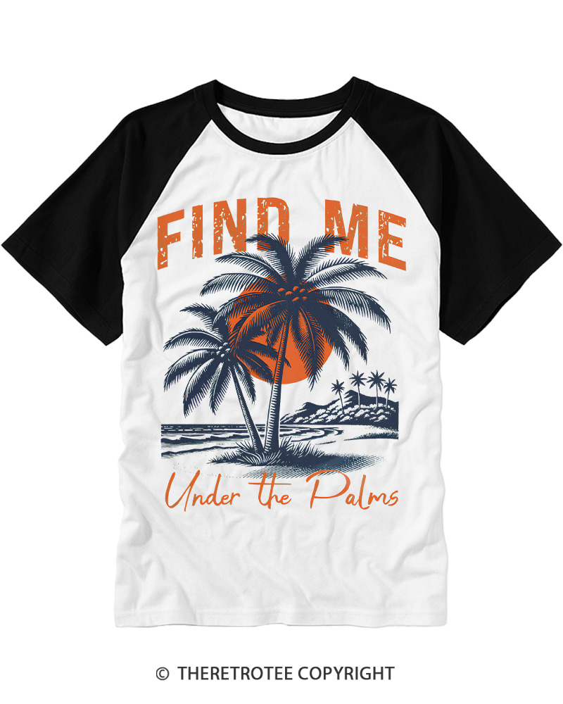 TheRetroTee Beach Summer Tropical 1980s Raglan Baseball T-Shirt