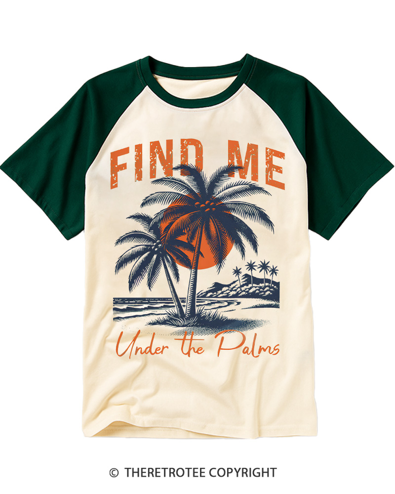 TheRetroTee Beach Summer Tropical 1980s Raglan Baseball T-Shirt