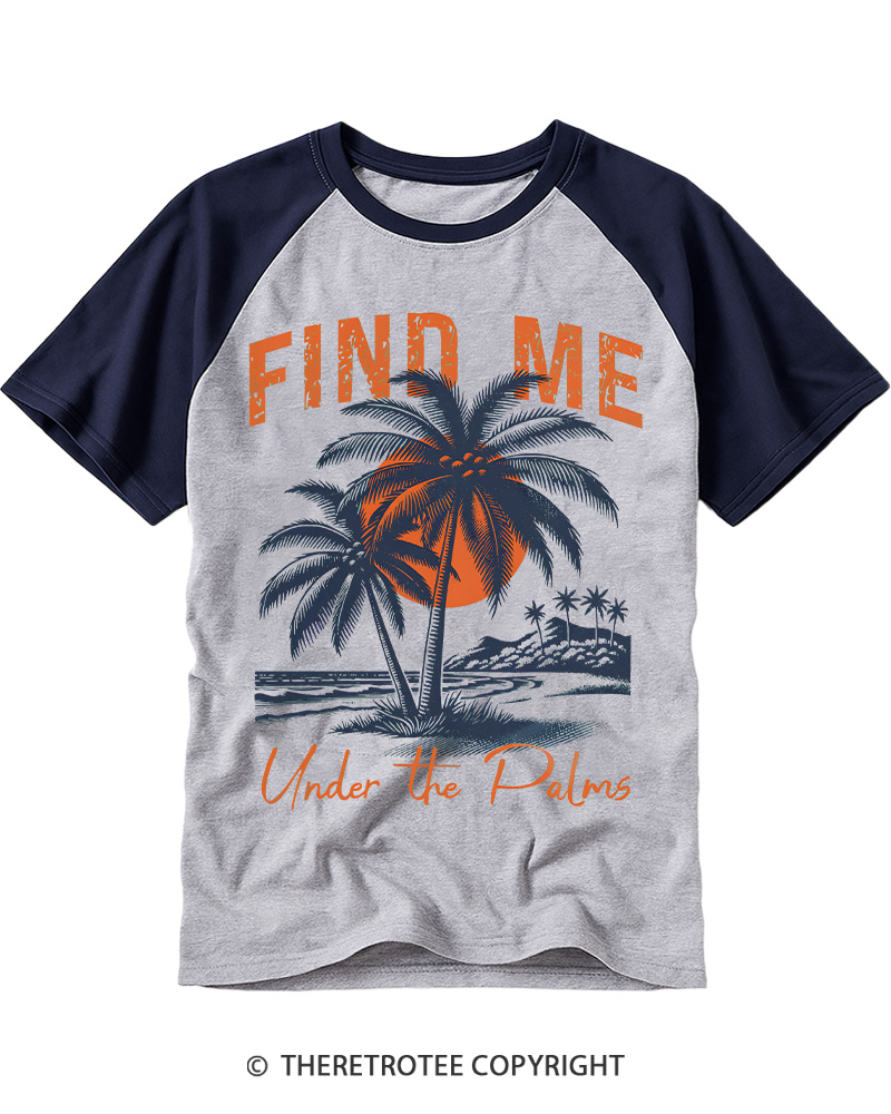 TheRetroTee Beach Summer Tropical 1980s Raglan Baseball T-Shirt