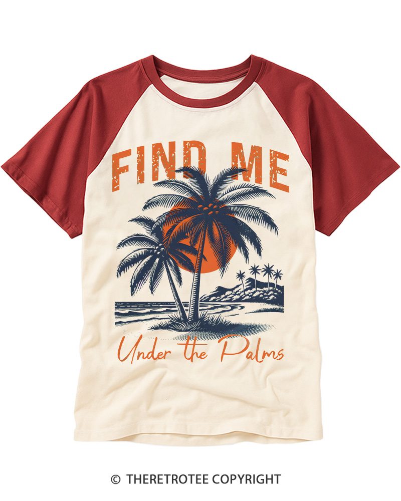 TheRetroTee Beach Summer Tropical 1980s Raglan Baseball T-Shirt